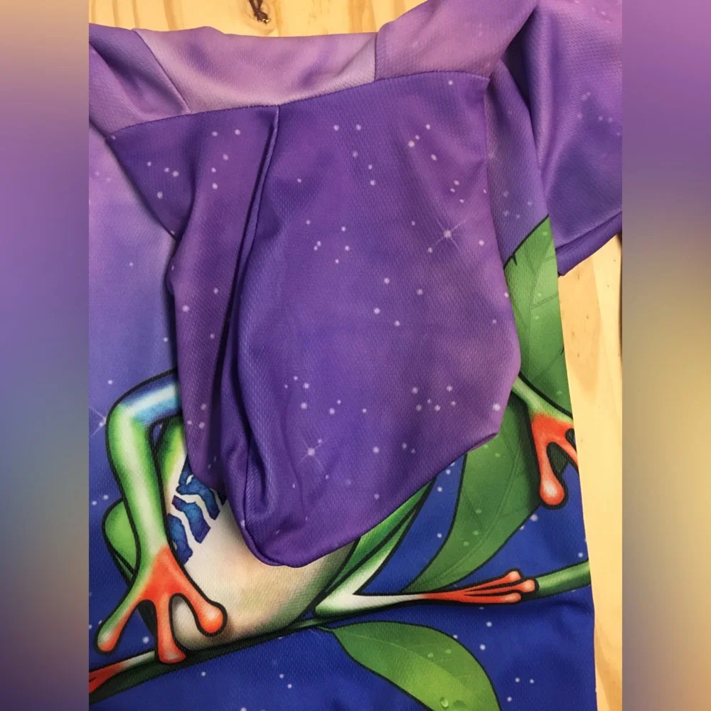 Kids Purple Frog Hooded Swim Shirt Puerto Rico Coqui Frog Pullover Size 8